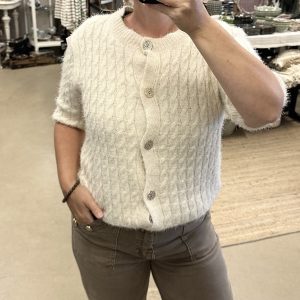 Braid shortsleeve cardigan – creme