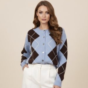 Argyle cardigan – blue