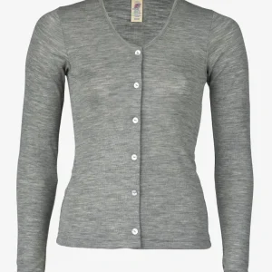 Cardigan tunn ull/silke gråmelerad