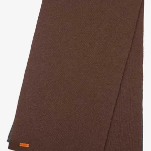 Halsduk stickad 100% ull unisex mörkbrun