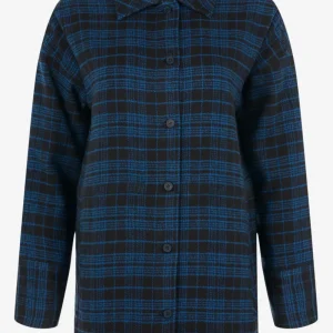 Jacka overshirt flanell rutig blå/svart