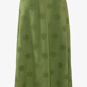 Kjol broderad fickor TIMEA grön