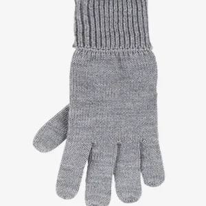 Handskar stickad 100% ull dam gråmelerad
