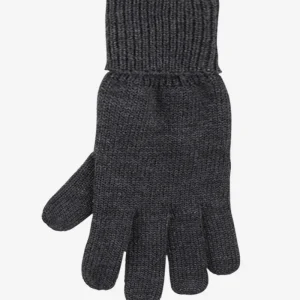 Handskar stickad 100% ull dam mörkgråmelerad