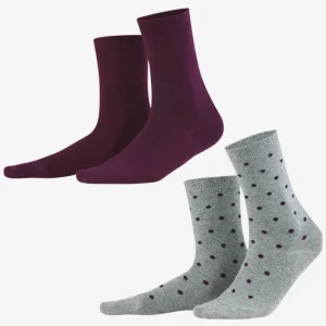 Strumpor BETTINA prickiga/lila 2-pack