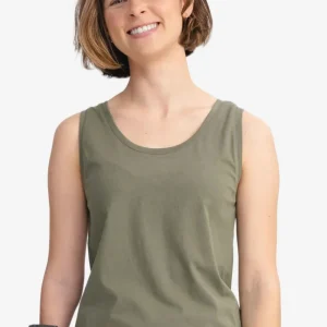 Linne tanktop VANITA khakigrön