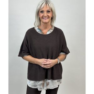 Nessa poncho knit – dark brown